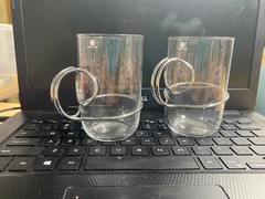 2 Iittala Finland Latte Coffee Mix Hot Cold Drink Glasses Modern Looped Handle