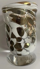 2 Juli Juneau Art Glass Tumbler Drink Bar Candle Holder New Orleans USA Signed