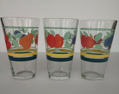 3-Gibson Designs 5-3/4″ Glassware Tumbler 12 oz. Multicolor Bands floral stripes