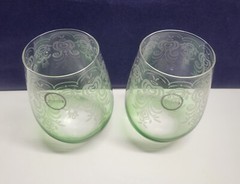 Set Of 2- Fifth Avenue Glasses with Box / Crystal Green Lace
