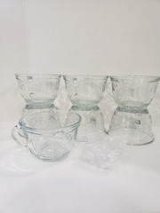 VTG 70s Anchor Hocking Savannah Clear Coffee Tea Punch Cups Floral Glass W Hooks