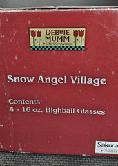 8 Vintage Debbie Mumm Sakura Highball Glasses, Snow Angel Village, NIB, FREESHIP