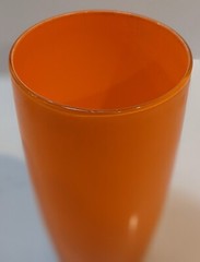 5 ) MCM Vintage Art Deco Drinking Orange/Yellow Acrylic Glasses /Tumblers 6”