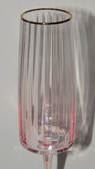 Set of 2 Pink & Gold Fluted Glass Champagne Flutes 9 inch 6.4 Oz