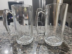 Pair of Vintage Libbey Heavy Thick Clear Glasses Beer Tankards Mugs 24 oz