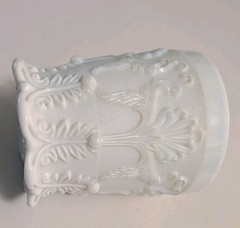 Antique PA EAPGS Challinor Scroll Rococo Floral Relief & Scroll Scalloped Cup 3″