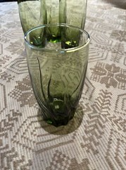 VTG Anchor Hocking Central Park Ivy Green Glasses Swirl Ice Tea – 4