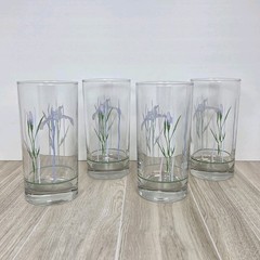 4 Corelle Shadow Iris 14 oz. Tumblers 6″ Tall Drinking Glasses Vintage Corning