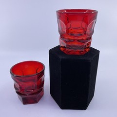 Fostoria Argus Ruby Red Whiskey Glasses 2 3/4” Tall – Set Of 2