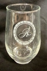 Vintage R Monogrammed Stemless 5” Wine Glass EC Rare Hard To Find Fast Shipping