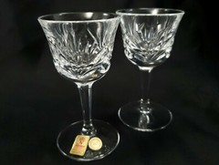 Nachtmann Nierstein Cordial Glasses 3.88in Set of 2 Cut Crystal Fans Criss-Cross