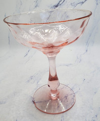 Vintage Pink Depression Glass Stem Diamond Pattern Cocktail Wine Glass