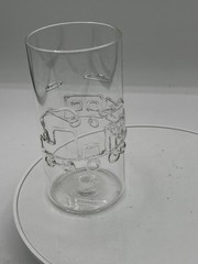 Vintage Studio Art Glass Tumblers Hand Applied Abstract Design Mid Century Pair