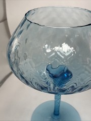 Vintage Empoli Glass Blue Optic Large Brandy Snifter MCM Diamond Cobalt