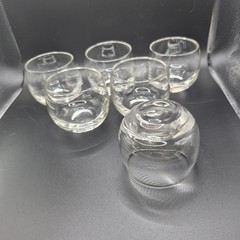 MCM Clear Glass Roly Poly Tumblers Set 6-5oz Lowball Juice Cocktail Glasses