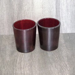 Set of 2 Anchor Hocking Ruby Red Shot Glasses Barware Votive Candle Holders