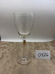 Hollywood Regency Style/Type Wine Glass Ribbed Bands And Clear Stems 8” Tall