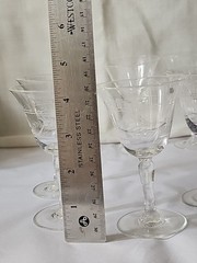 Vintage Set of 6 Crystal floral etched 3oz. aperitif / cordial wine glass 4.25″H