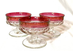 Tiffin Franciscan King’s Crown Champagne Coupe X3 Cranberry Ruby Flashed Glass