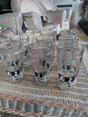 Nine Anchor Hocking Cow Jelly Jar Drinking Glasses