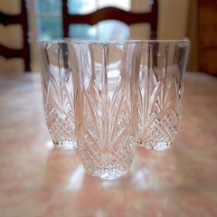 Vintage Cut Glass Tumblers Set Of 3