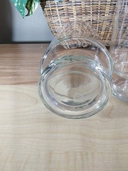 Vintage Large Footed Clear Drinking Glasses 7″ H, 3 1/2 » Dia at mouth, Set Of 3