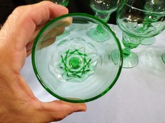 Set of 6 Fenton Green Glass Georgian Water Goblets