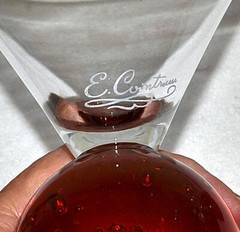 MCM SIGNED E. COINTROCUS? FLOATING BUBBLE HOT ORANGE Ball Bottom Martini Glass