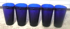 LIBBEY FLARE COBALT BLUE COOLERS TUMBLERS 16 OZ. SET OF 9
