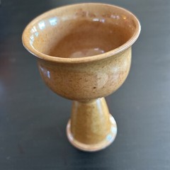 Art Pottery Wine Goblet Chalice Gold Drip Glaze Stoneware Gold 8×4″