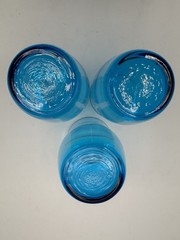 Vintage Anchor Hocking Flair Laser Blue Flat Tumblers MCM Glasses Set of 3
