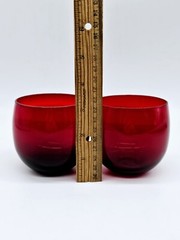Anchor Hocking vintage glasses Ruby Red roly poly wine juice cocktail glass