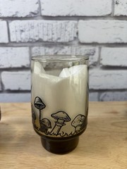 Vintage Libby Smoke Brown Raised Embossed Mushroom Glass Tumblers Set of 7 Merry