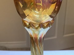 Rick Strini Artist Signed Hand Blown Art Glass Wine Goblet