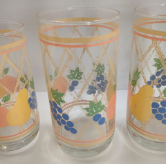 Vintage Libbey 3 Piece Glass Set Fruit & Lattice Tumbler And Juice