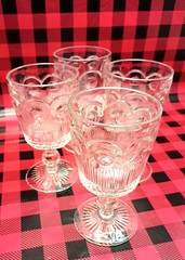 St. Genevieve Water Goblets by Bartlett Collins Bullseye Cane US Glass Set of 4