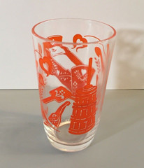 Vtg 1950’s SWANKY SWIG Juice Glass Orange BUTTER CHURN CRIB Kraft Cheese Promo