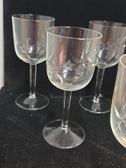 Vintage 6″ Clear Glass Wine Glasses Floral Etch Set Of 6 See Photos Description