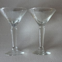 Martini Glasses Set of 2 Heavy Weight Hammered Textured Glass 6.75″ Tall