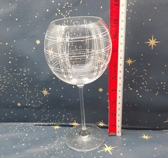 Mikasa Cheers Crystal Wine Etched Glasses Dots Swirls Lines Set of 6 -EUC Bubble