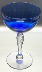 FRY GLASS * BLUE & CRYSTAL * 2 WINES 1 GOBLET * STEMS *