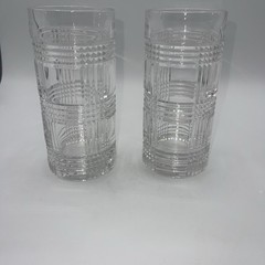 Ralph Lauren Crystal Glen Plaid 6 1/4″ Highball Glass Set Of 2