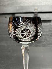 A Brilliant Vintage Bohemian Burgundy Cut To Clear Crystal 7.75” Wine Goblet