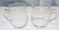 Vintage Blown Glass 22 Oz Chocolate Mug Applied Handle Set of 2 Two 5-d