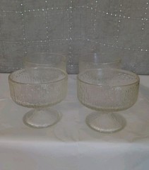 Vtg Indiana Glass Crystal Ice Sherbet Or Champagne Footed Glasses Set Of 4 MCM