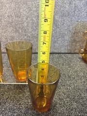 4~Vtg~Vereco France~Amber Glass~8 oz/4-3/4″~Water Glasses~MCM