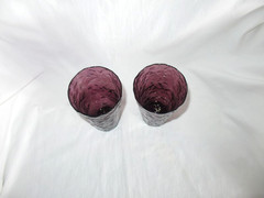 2 VTG SENECA STYLE CRINKLE DRIFTWOOD PURPLE AMETHYST WATER GLASS TUMBLER