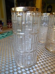 FOUR 1960s Mid-Century Modern Shoji Highball Glasses With 22kt Trellis