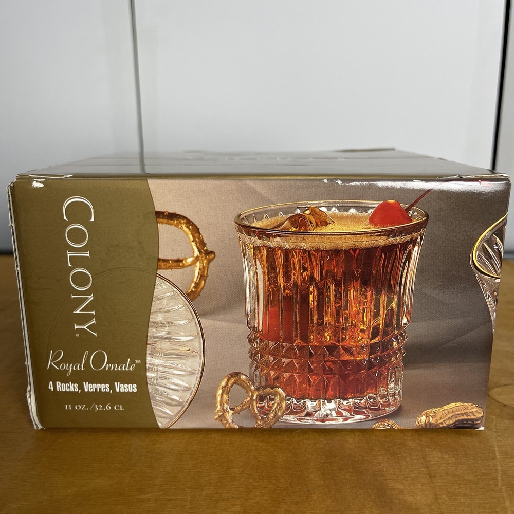 VTG. COLONY Royal Ornate (Set Of 4) 11oz Rocks Glasses