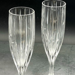 4 Mikasa Park Lane Crystal Glass Champagne Flutes Goblets 8 3/4″ Excellent